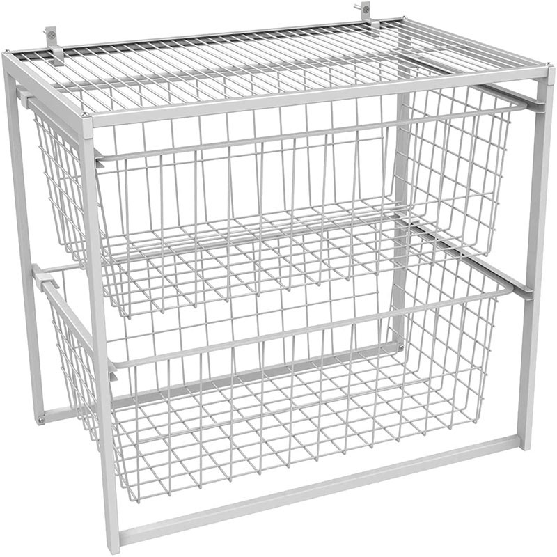 Multiple 2-Drawer Wire Basket Organizer