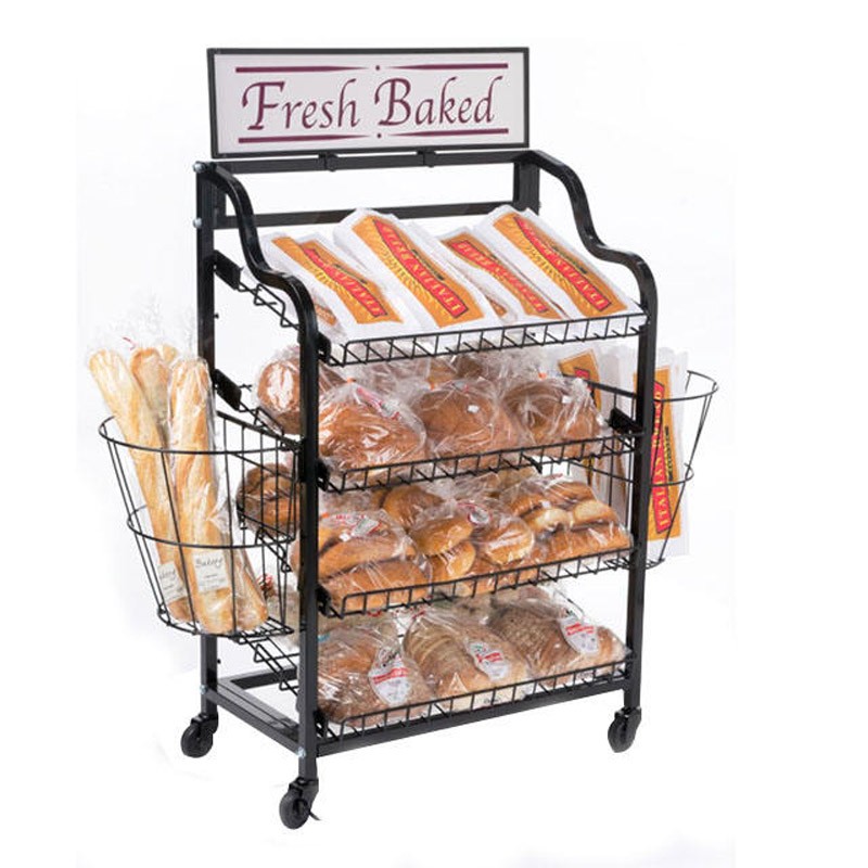 Metal bakery display shelves