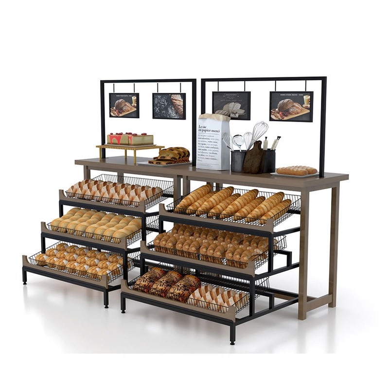 New design wooden bread display stand rack for sale