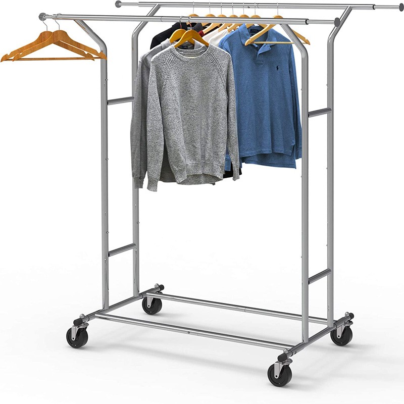 Heavy Duty Double Rail Clothing Garment Rack, Chrome