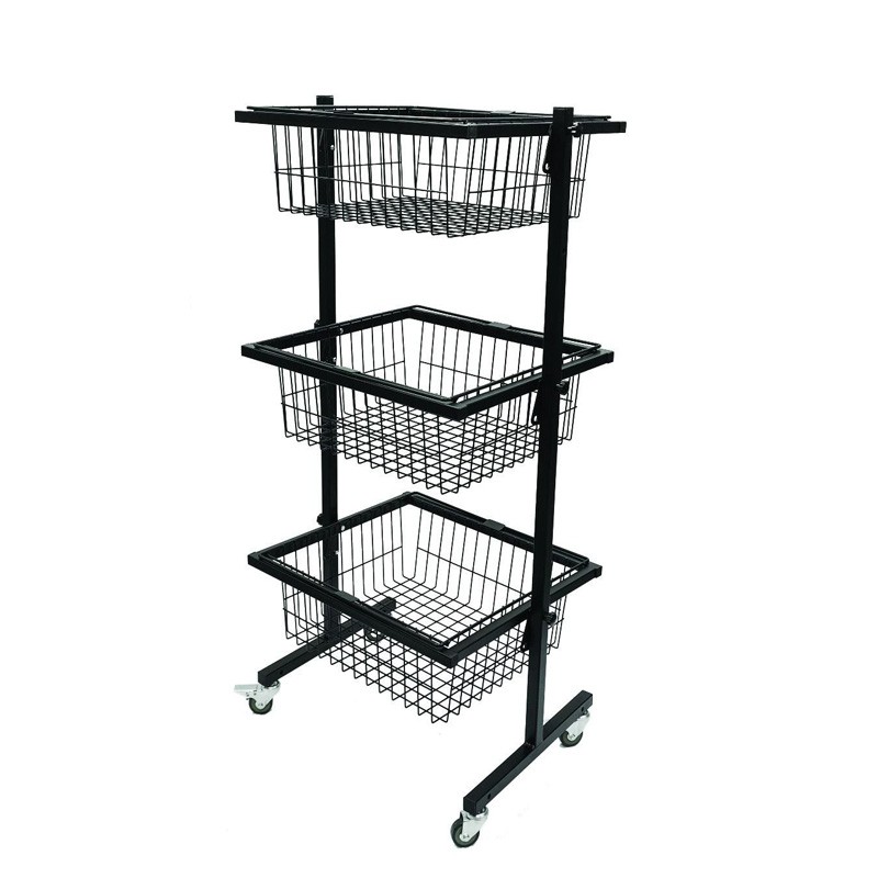 Floor standing Three Tier Adjustable Basket Stands