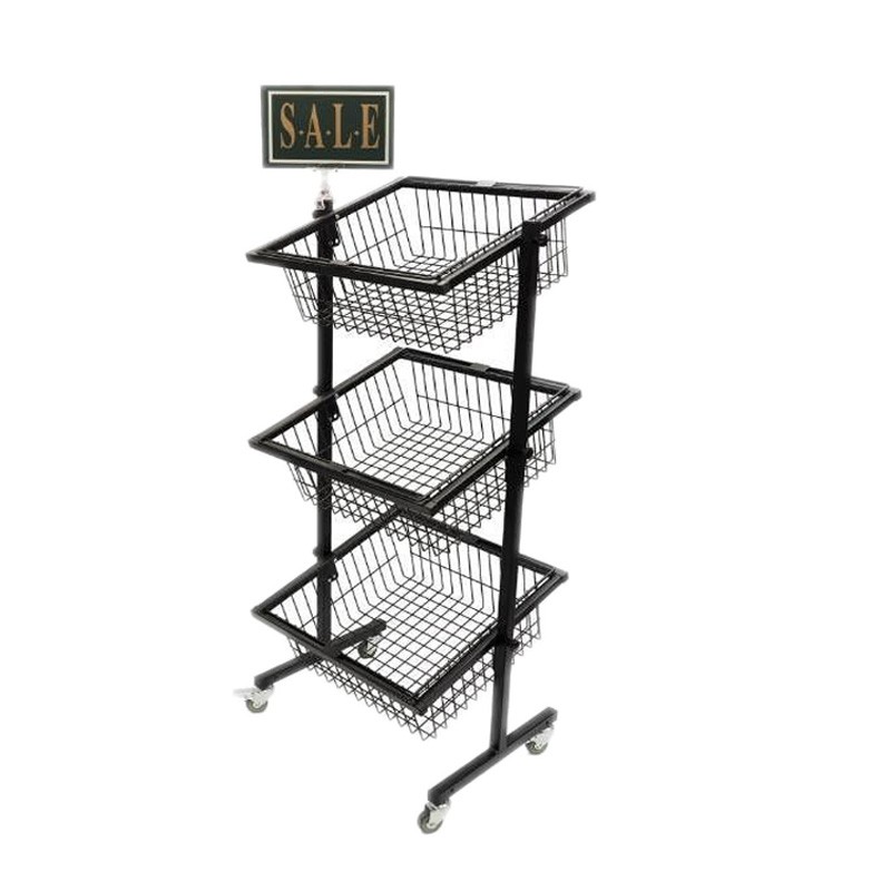 Floor standing Three Tier Adjustable Basket Stands