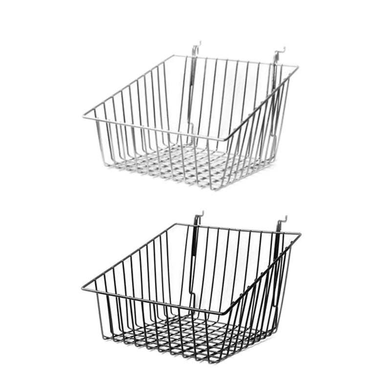 Slatwall & Grid Slanted Wire Basket | 12" x 12" x 8"