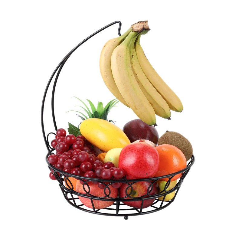 Modern black wire fruit basket