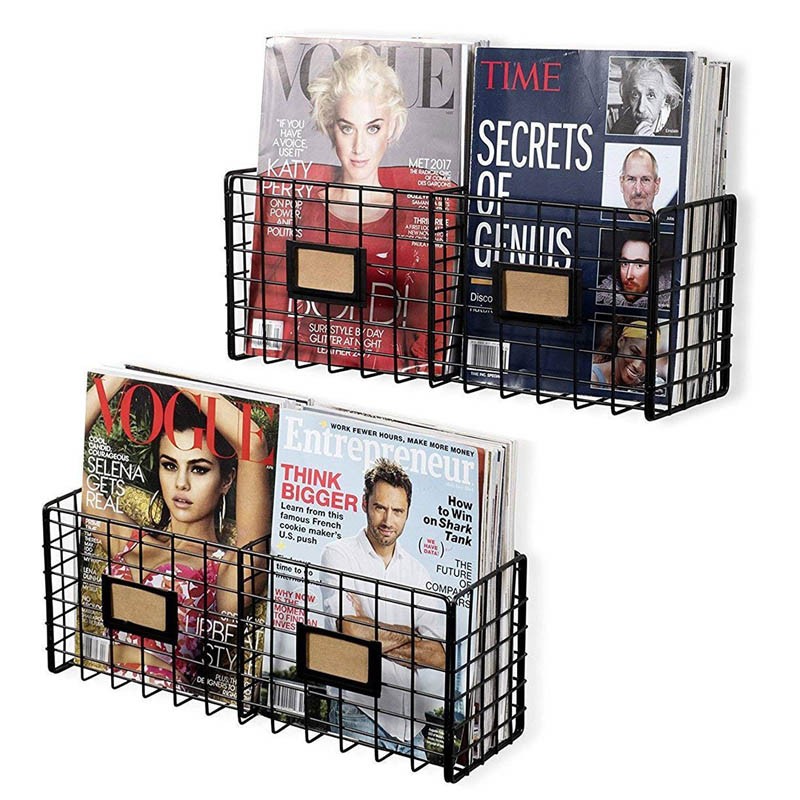 Factory supply Metal Wire Baskets – Magazine Racks Organizer Holder – Wall Mounted Storage