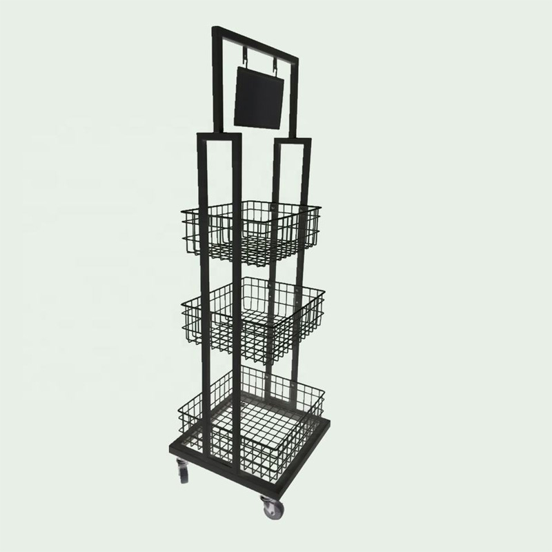 Free standing supermarket display basket