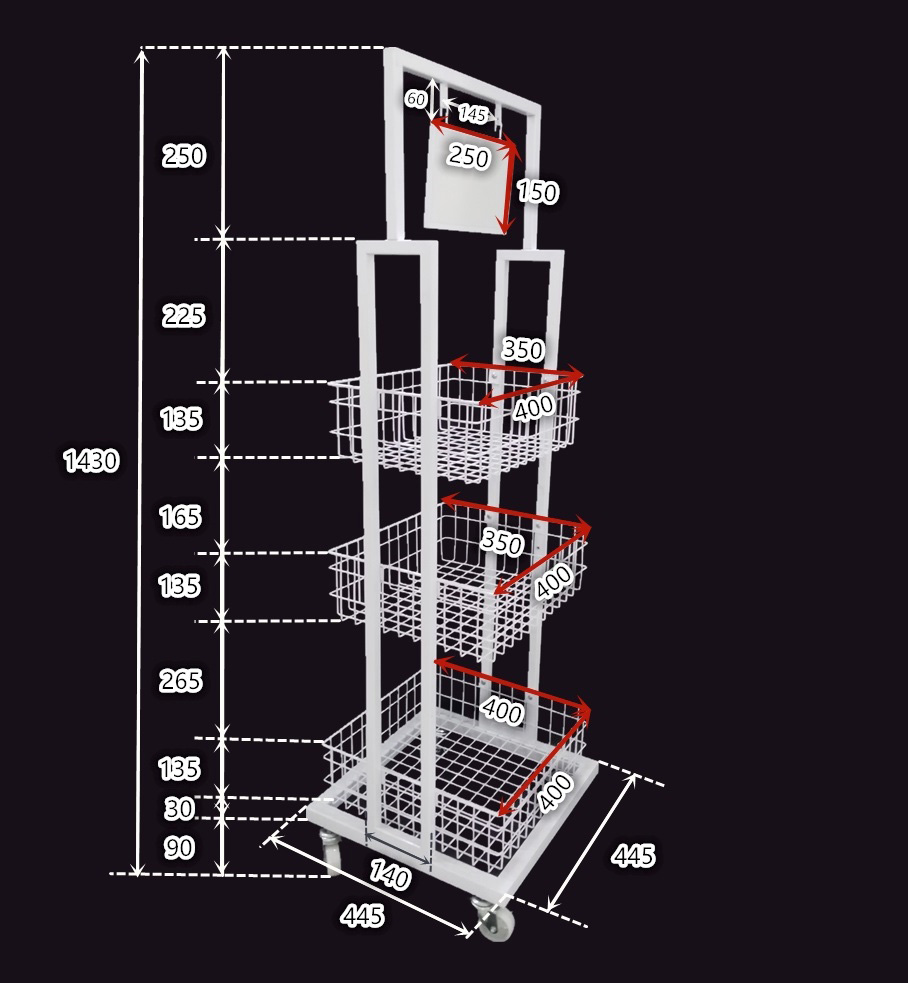 Heavy duty wire basket display stand