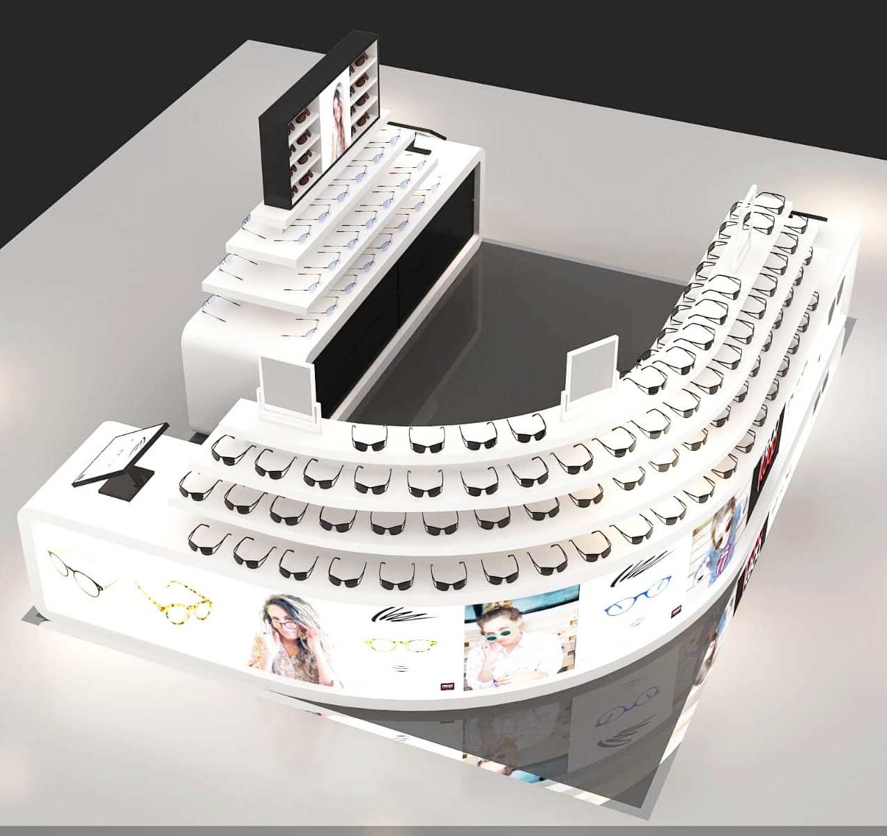 eyewear retail display counter with storage